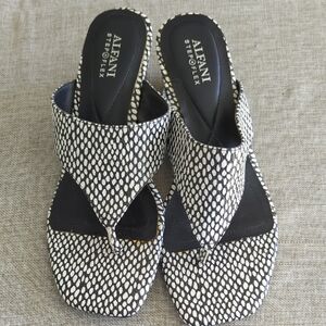 Alfani Black and White Sandals with Snakeskin Design